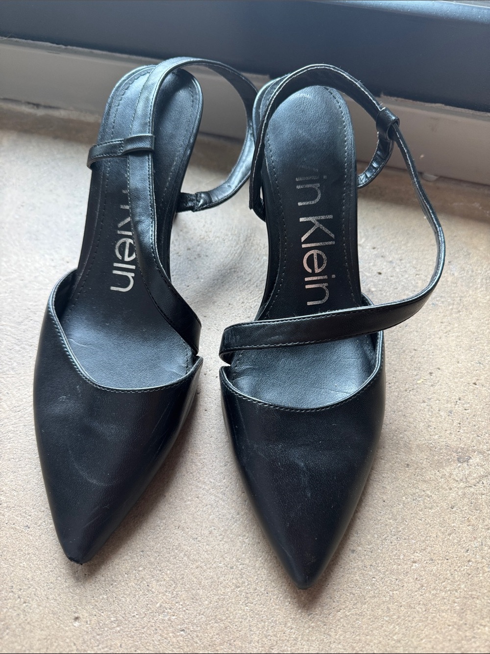 Calvin Klein Black Pointed Slingback Heels